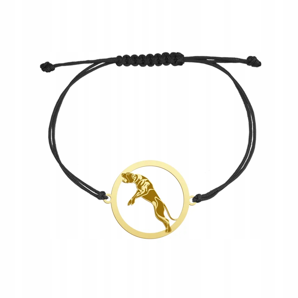 Zlatý náramek s psem Bandog 925 šňůrka Dárek Šperky Gravírování Bonus