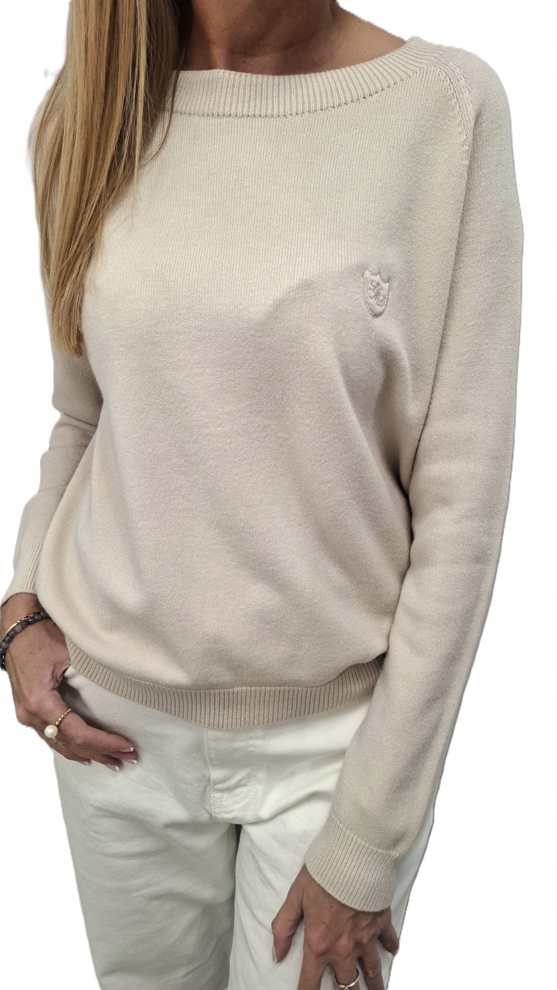 Lemonada Svetr s výšivkou Halenka s viskózou Dlouhý rukáv Béžová Novinka