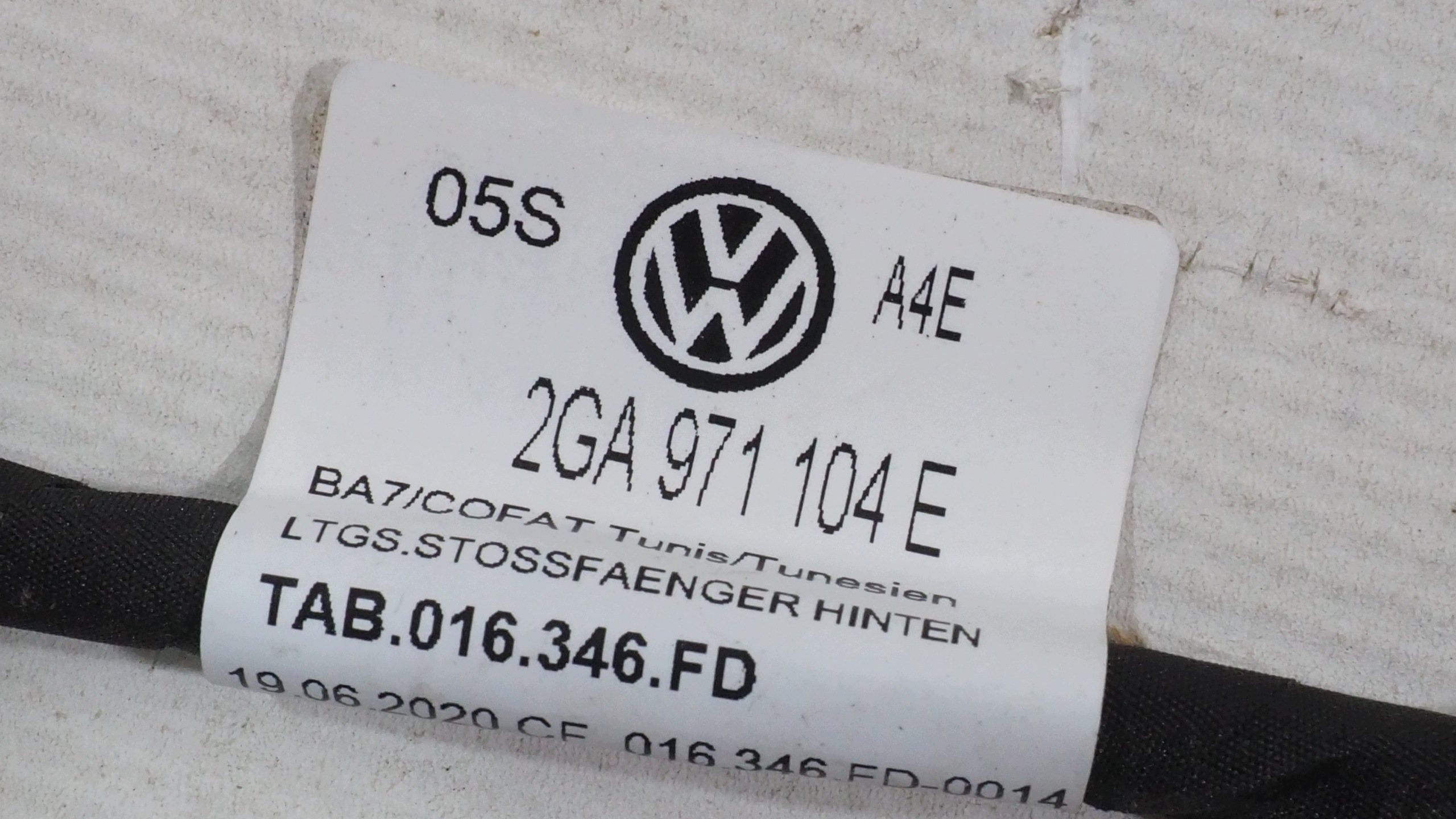 VW T Roc Kabelbaum PDC der Stoßstange heck 6xPDC 2GA971104E