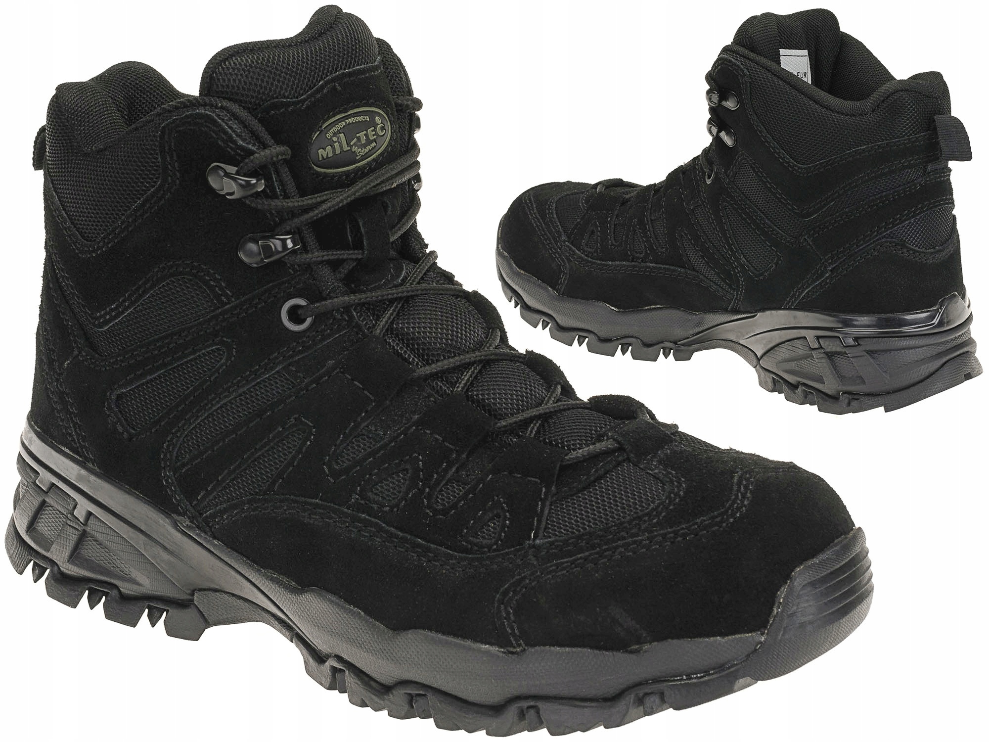 Mil-Tec Vojenské trekové boty vysoké kožené Squad 5" černé 44