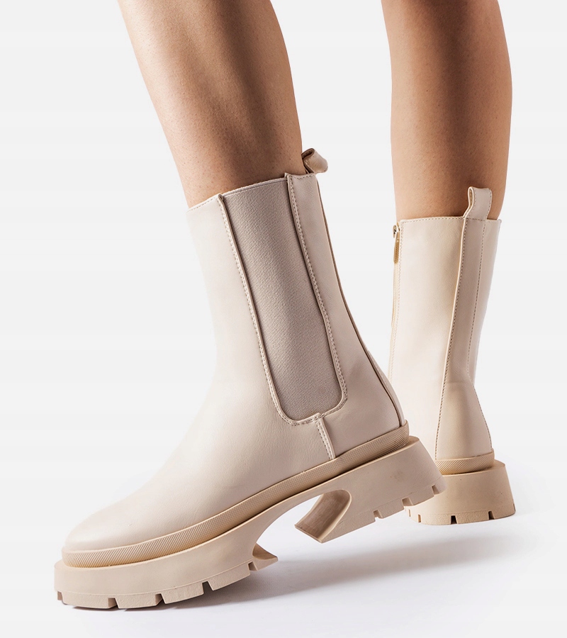 Hers Beżowe ocieplane botki r. 41