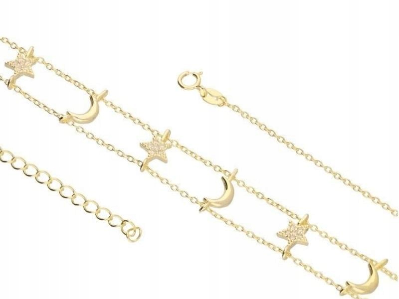 Stříbrný náhrdelník 925 měsíc a hvězdy s přívěskem, módní vzor jako dárek