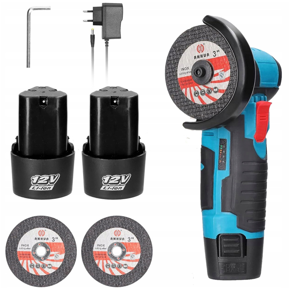 SZLIFIERKA KĄTOWA AKUMULATOROWA BEZSZCZOTKOWA 12V 19500RPM 2X AKU 2X TARCZA Rodzaj zasilania akumulatorowe