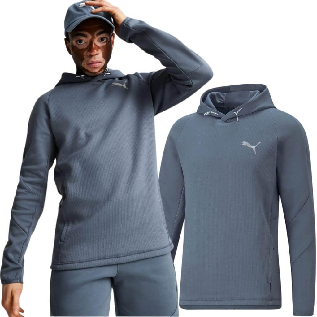 Puma Evostripe pánská mikina s kapucí sportovní termoaktivní modrá XXL