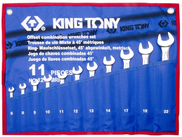 Sada Očkoplochých Kľúčov Ohnutých 11 ks 6 22 mm King Tony
