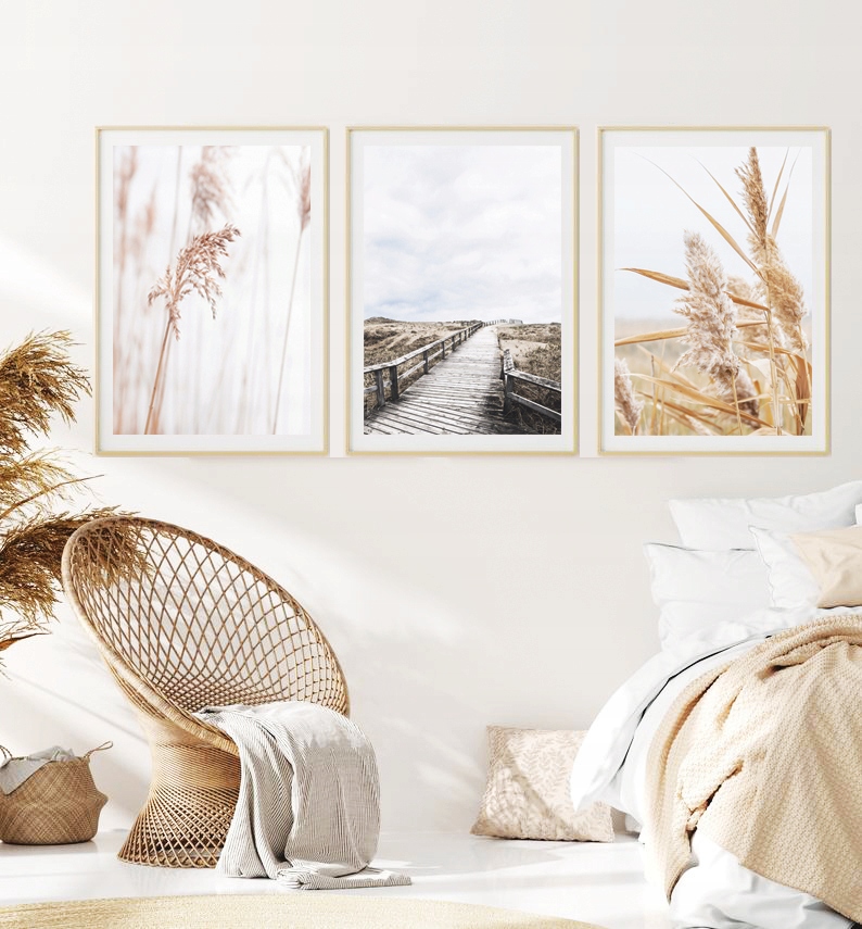 ZESTAW 3 A3 30,00 x 40,00 cm PLAKAT MODNY OBRAZ BOHO TRZCINA NATURA Rodzaj bez ramy