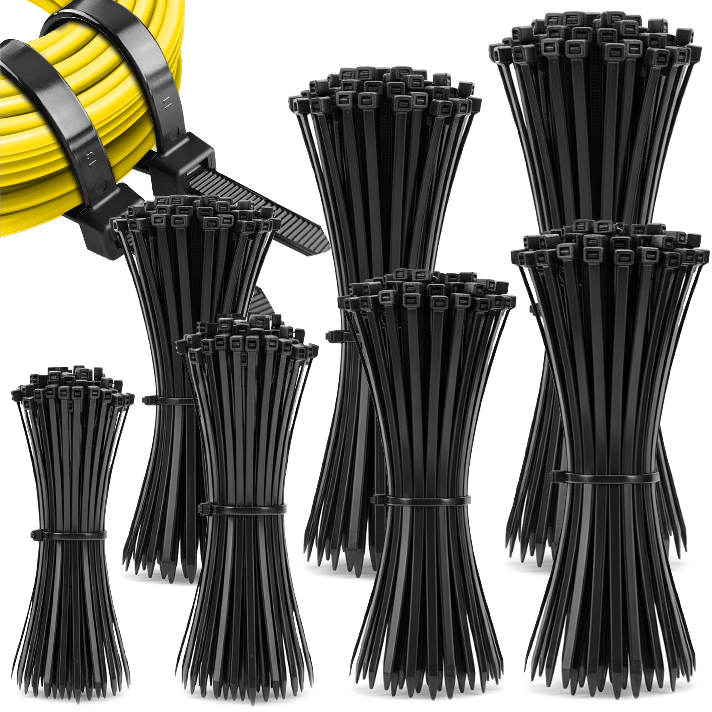 Zestaw Opaski Zaciskowe Kablowe Trytytki Trytki 2,5 3,6 4,8 Czarne 700 Szt