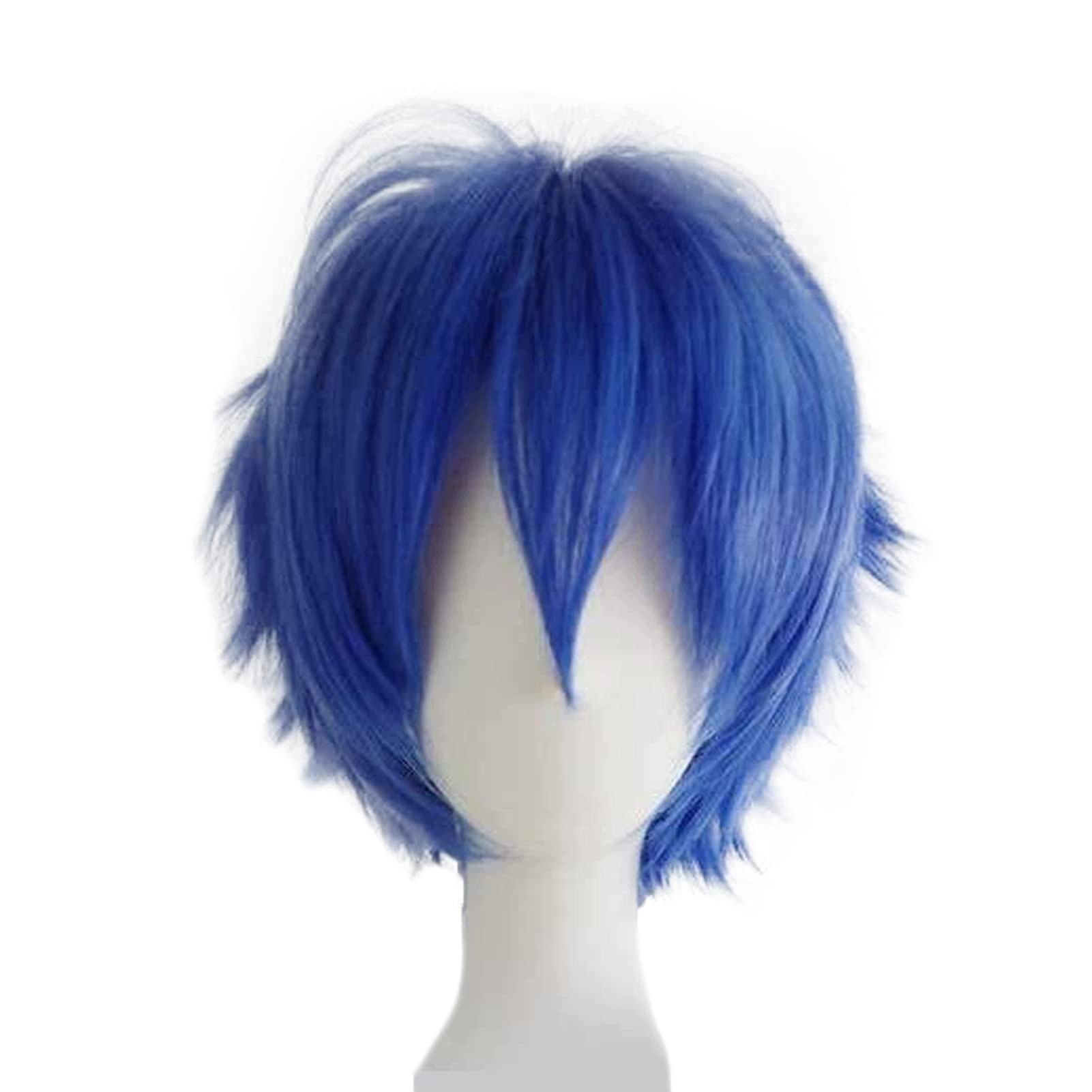 Paruka Tmavě Modrá Krátká 15 CM Cosplay Anime Nastavitelná Čepice 50-66 CM