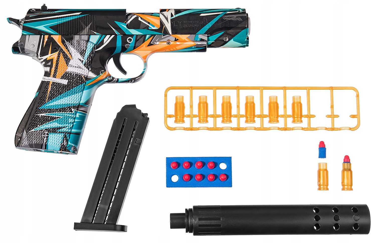 PISTOLET COLT BEZPIECZNE NABOJE PIANKI EVA STRZAŁKI WYPADAJĄCA ŁUSKA Płeć chłopcy dziewczynki