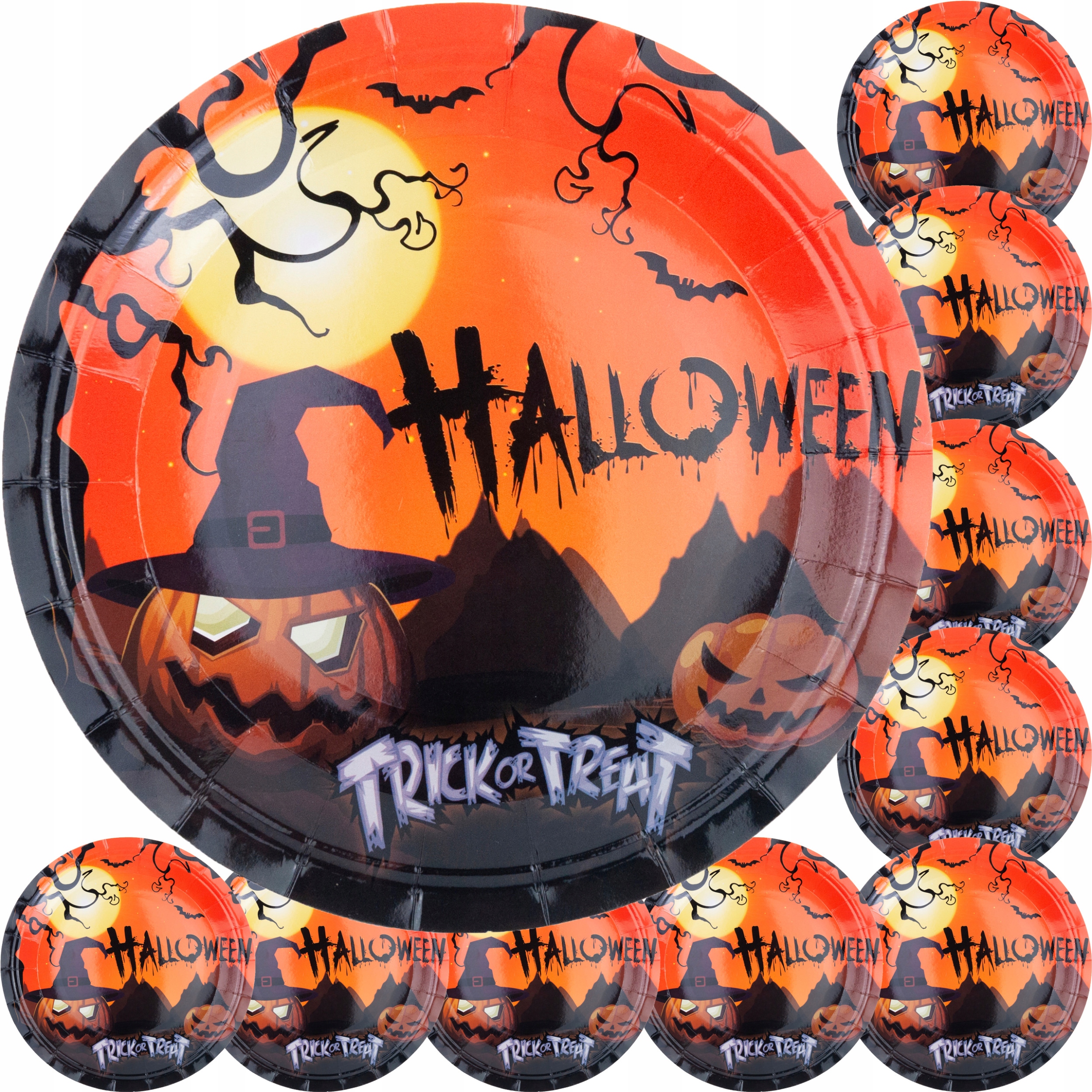 TALERZYKI HALLOWEEN TALERZ MAŁY 10SZT PAPIEROWE JEDNORAZOWE DYNIE STRASZNE