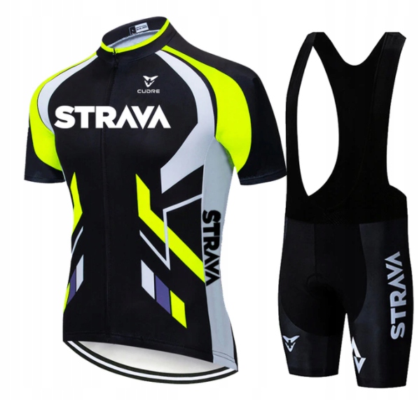 Męski Strój Rowerowy Elastyczny Komplet Kolarski Strava Szelki Rozmiar M