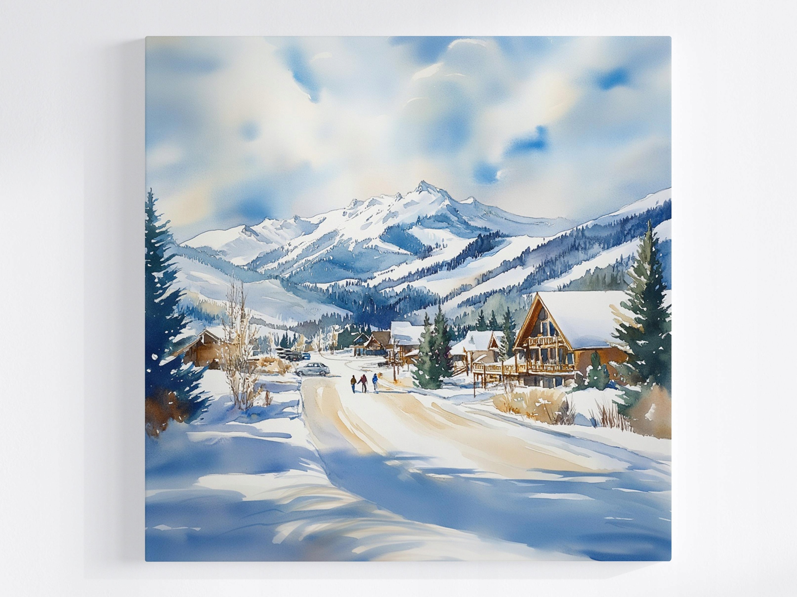 Obraz Na Plátně Canvas Krajina Zima Sníh Mráz Hory Letovisko Vesnice 60x60