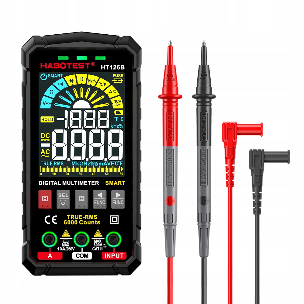 CYFROWY MULTIMETR UNIWERSALNY CZYTELNY EKRAN NCV RMS LIVE TEST LATARKA LED Rodzaj wyświetlacza LCD