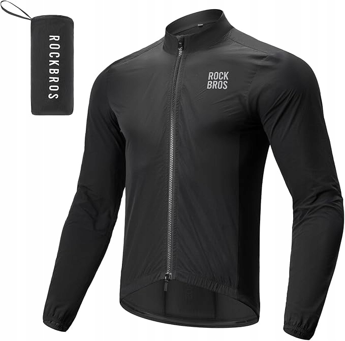 Rockbros Męska Wiatrówka Ultralekka Oddychająca Rowerowa Z Torbą
