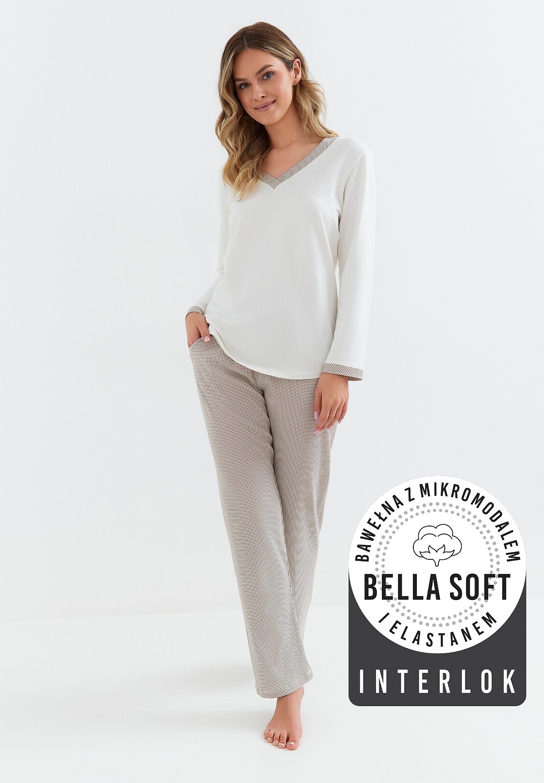 Cana dámské pyžamo bavlna 127 béžová velikost XL