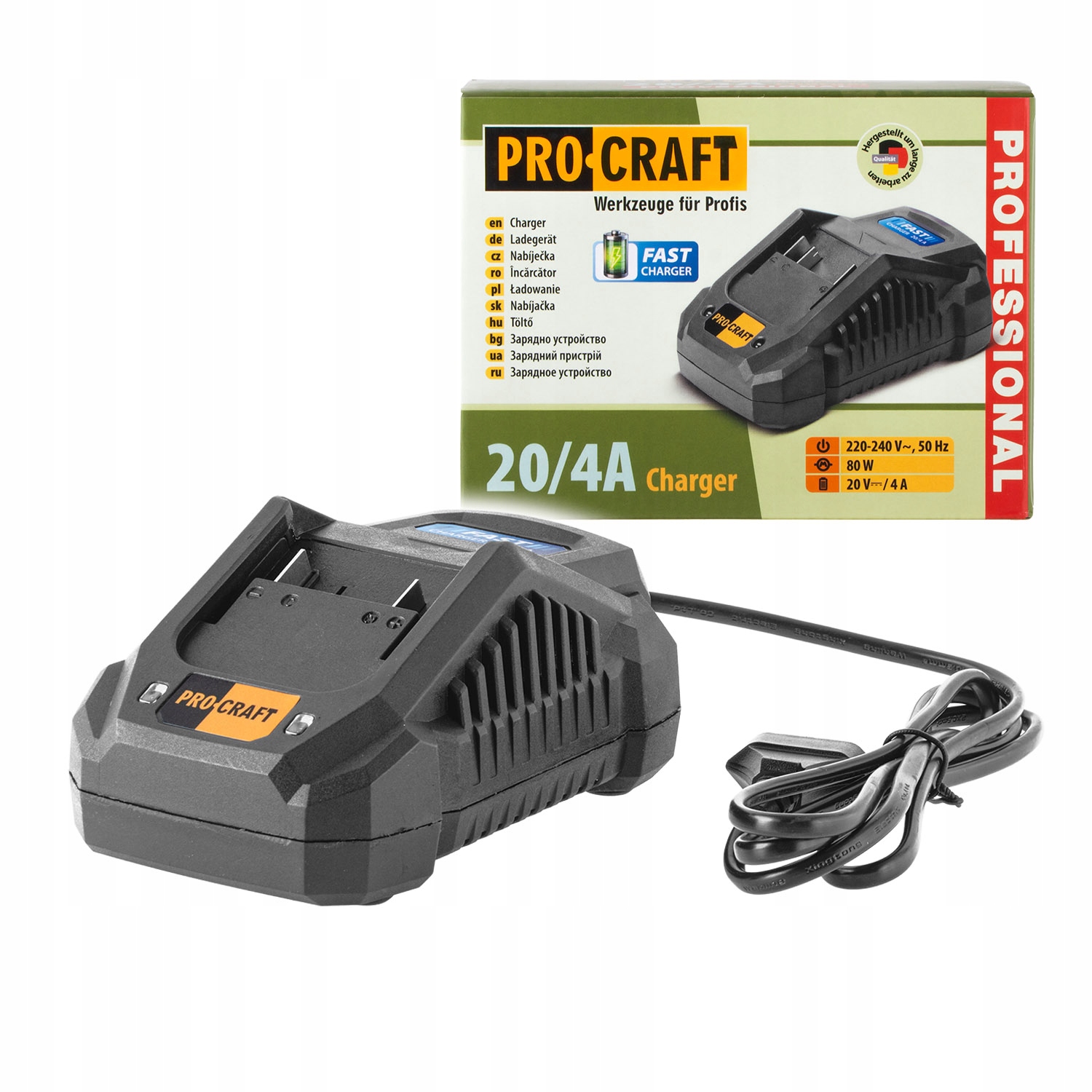 Nabíječka pro 20V Li-ion baterie Procraft 20/4А Fast Charge