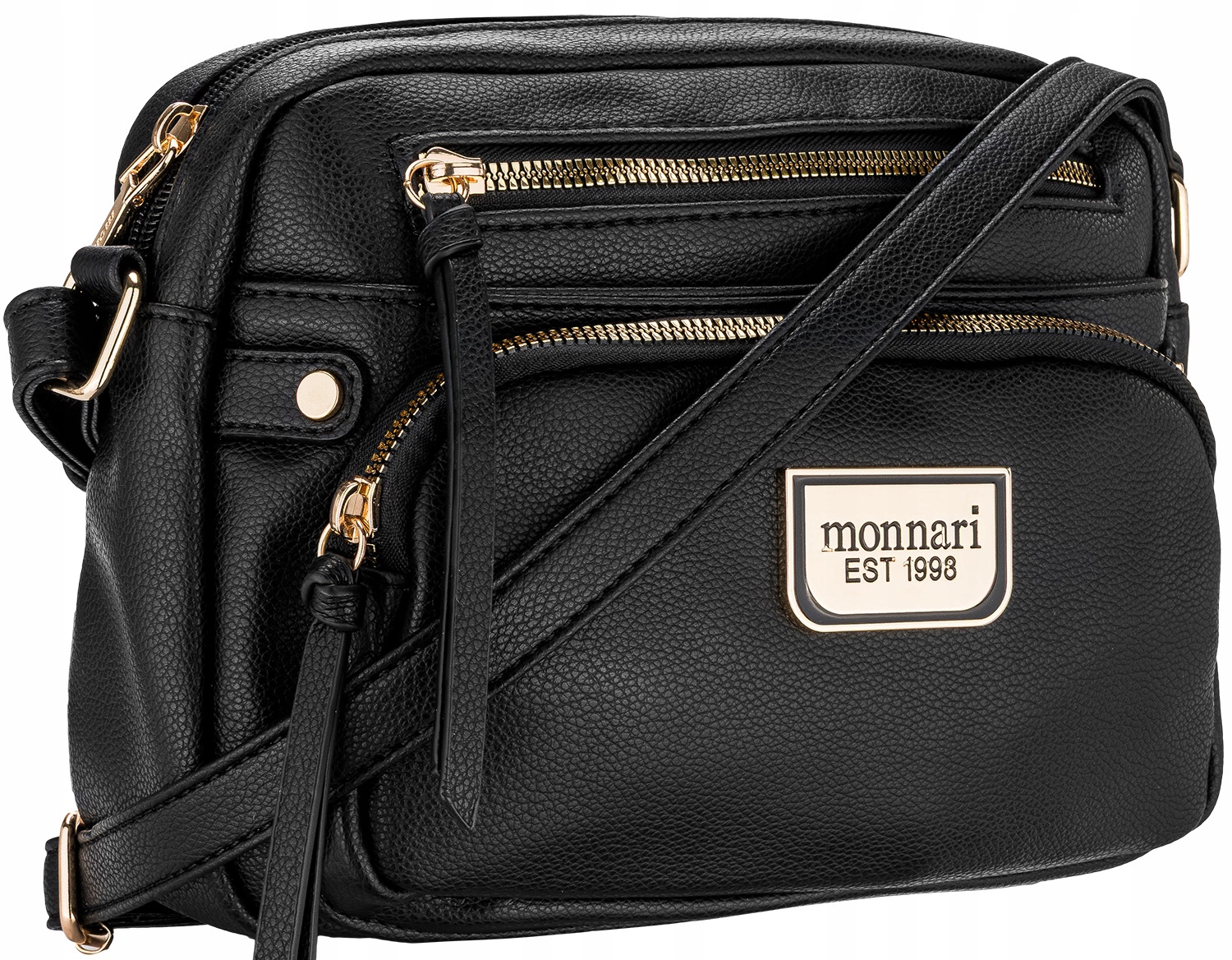 Torebka Listonoszka Monnari Czarna Kieszonki Regulowany Pasek