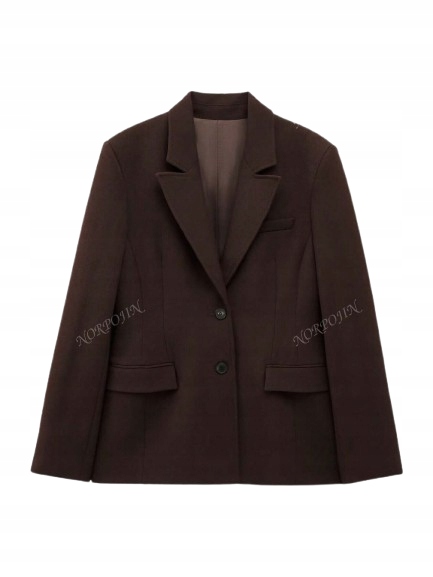 Shein Sako Dámské Hnědé Elegantní S Knoflíky 1EB