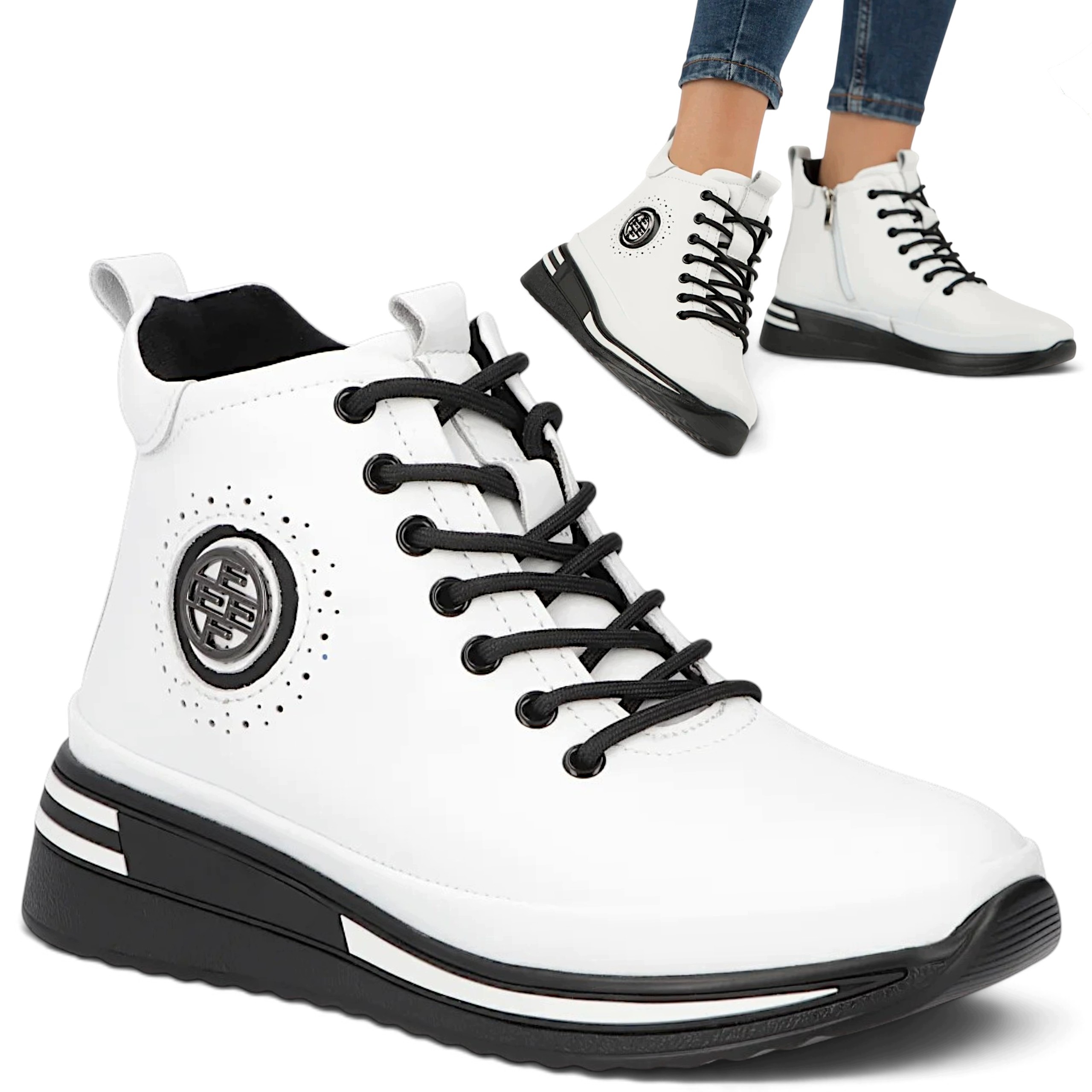Filippo 41 Dámské Zimní boty Přírodní Kůže Zavazovací platforma Zateplené