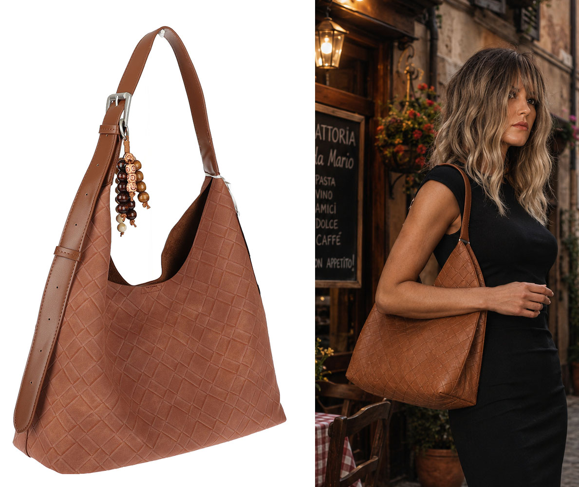 Dámská kabelka Tommasini A4 přes rameno velká shopper taška NO3803 Hnědá
