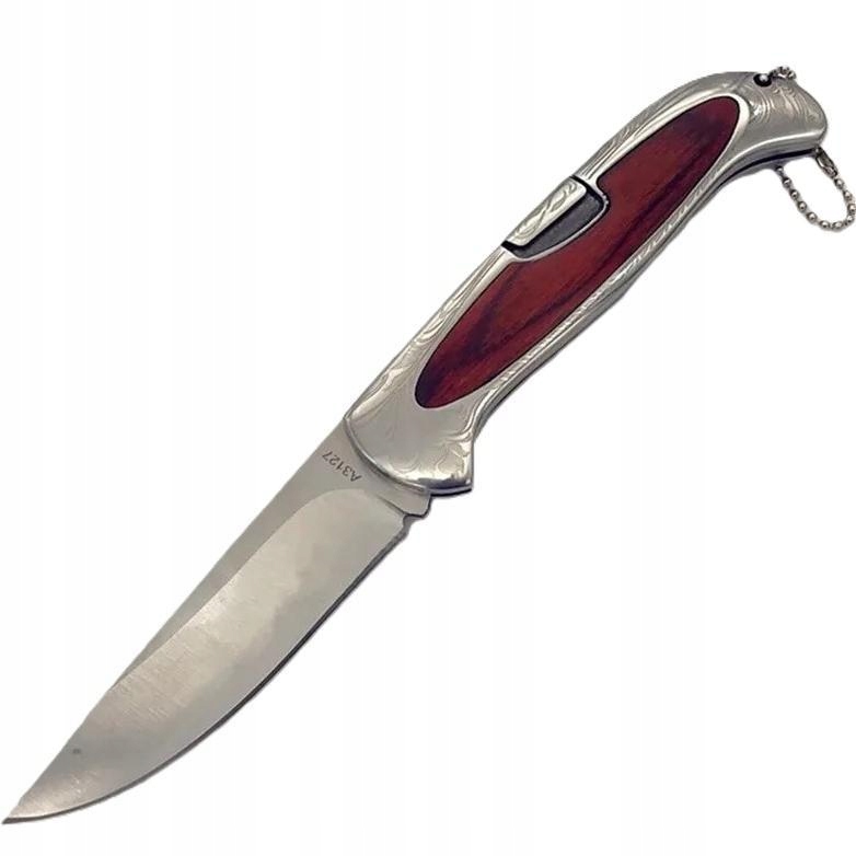 Składany nóż outdoorowy A3127 Czerwono-Srebrny KP-39553
