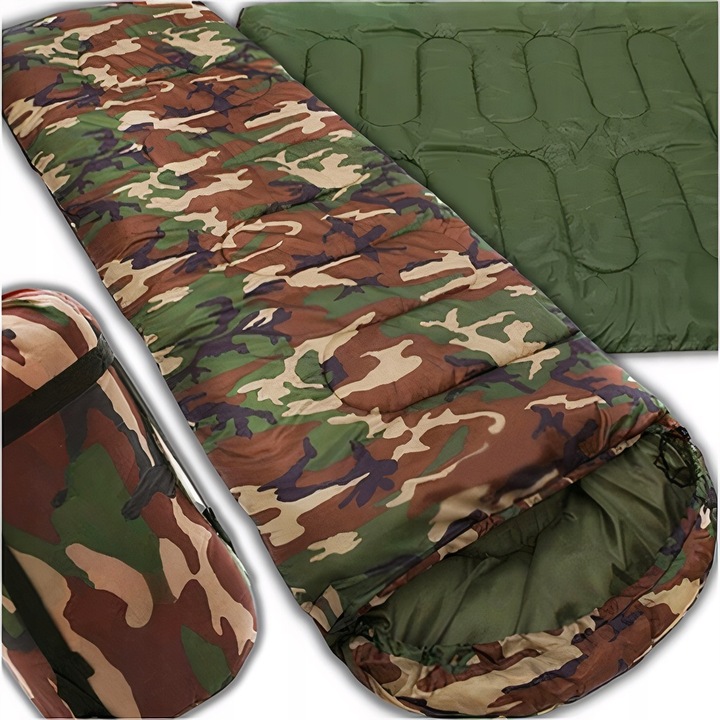 ŚPIWÓR TURYSTYCZNY MUMIA CIEPŁY LEKKI KOŁDRA Z KAPTUREM + POKROWIEC 2W1