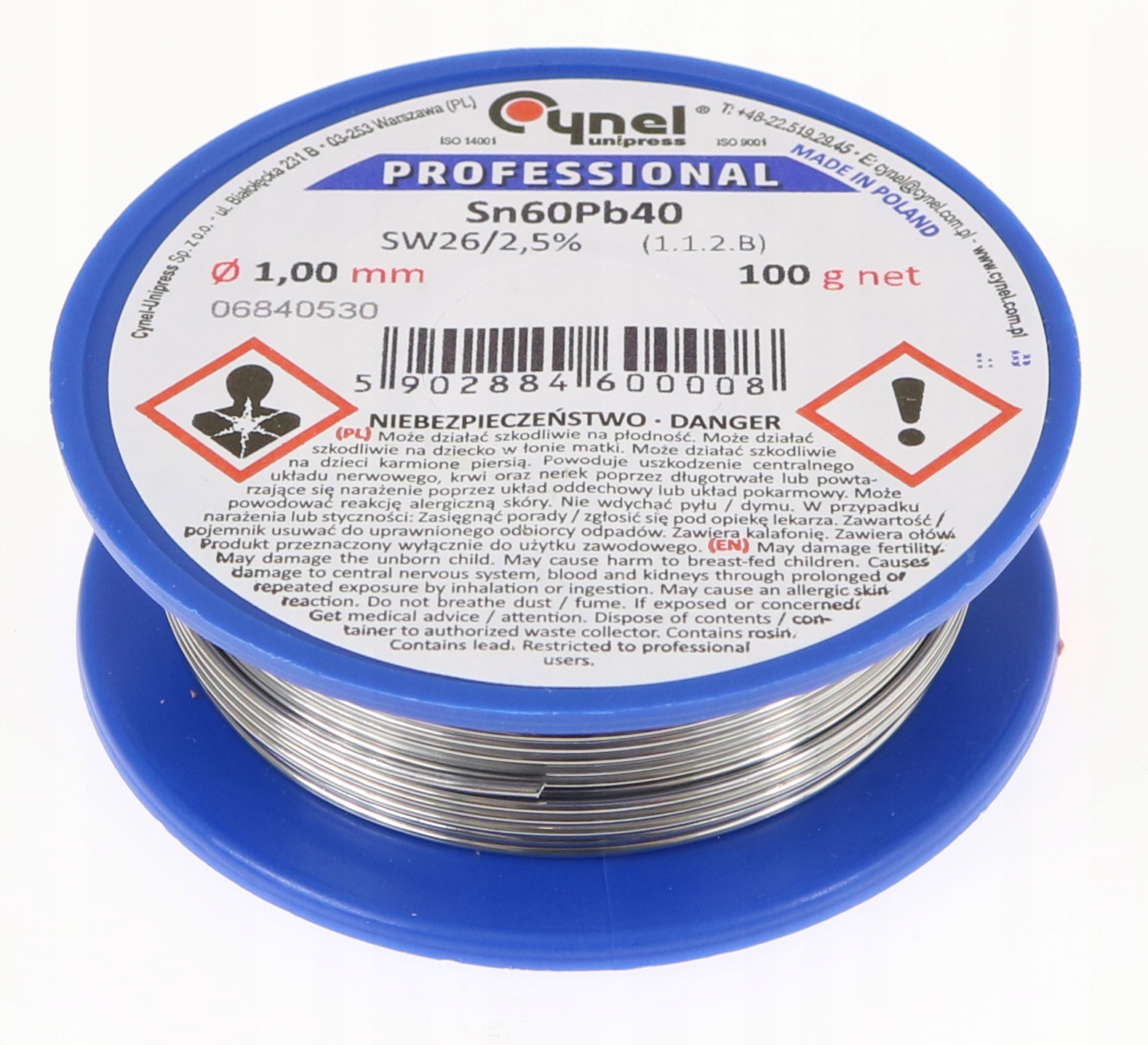 CYNA 1mm 100g SPOIWO LUTOWNICZE Z TOPNIKIEM CYNEL