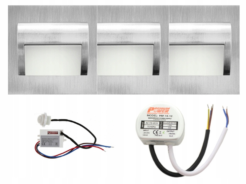 Halogenový schodišťový Led set 3x napájecí zdroj detektor