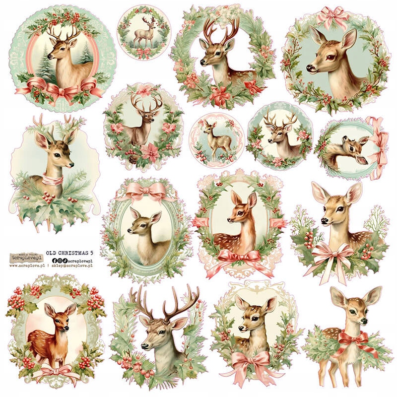 Naklejki Papierowe 24x24 ScrapLove Old Christmas 5 Boże Narodzenie