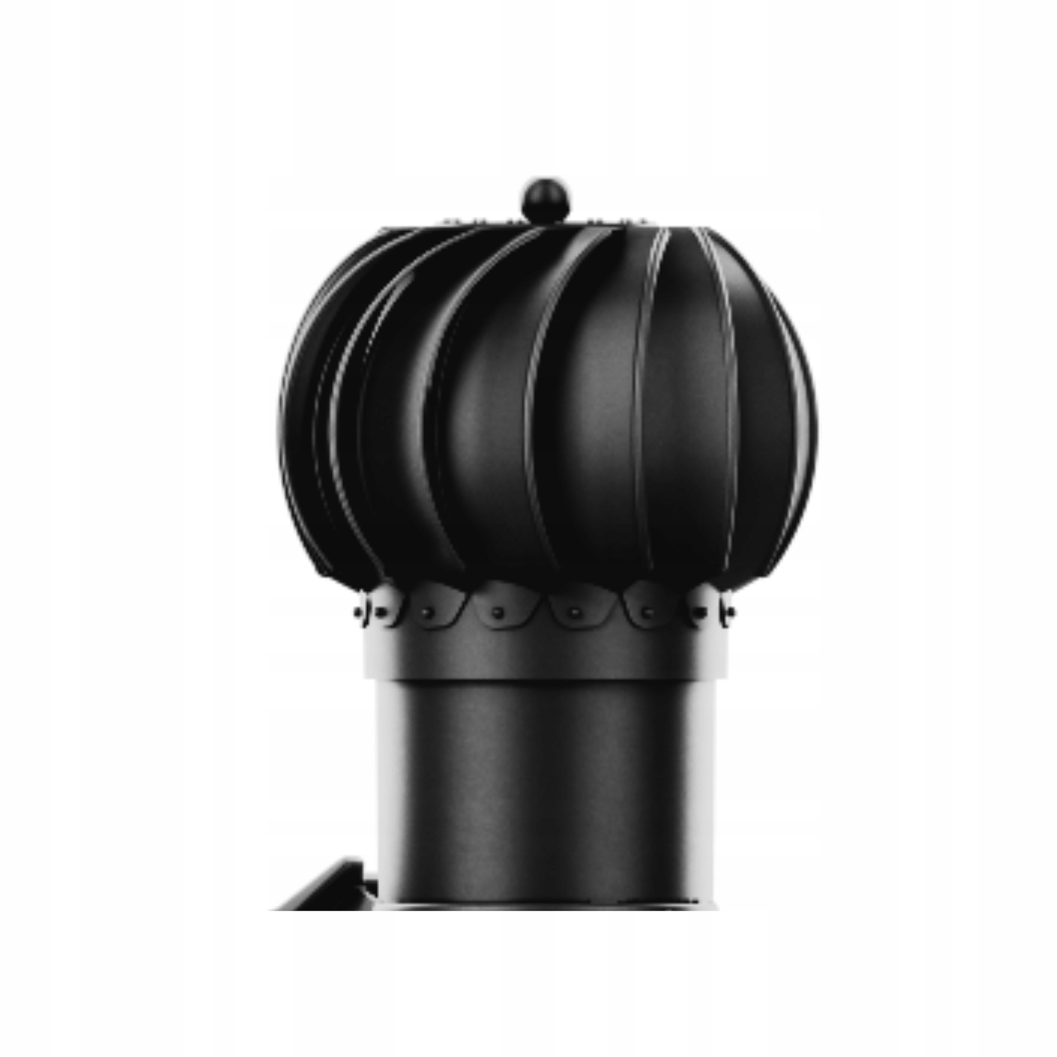 Rotačný krb Rotoline pre plechovú krytinu E fi 150 mm, guľovitý, čierny