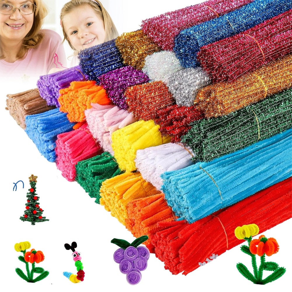 Ozdobné Drátky Kreativní Floristické Nadýchané Vytěráky Barevné 2500KS