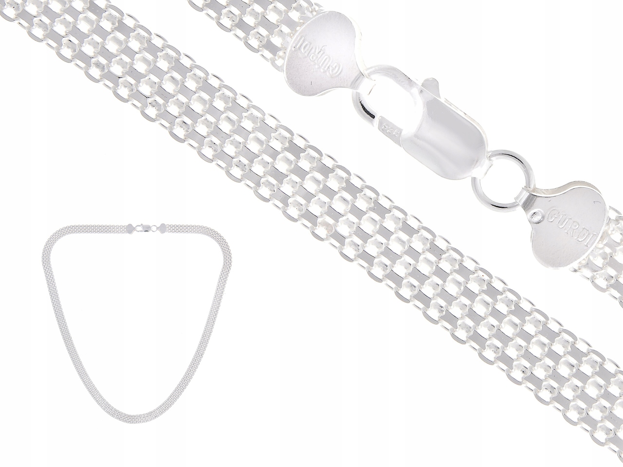 Stříbrný Řetízek Bismarck 50 CM 7,6 MM Italy 5-ŘADÝ Dárek