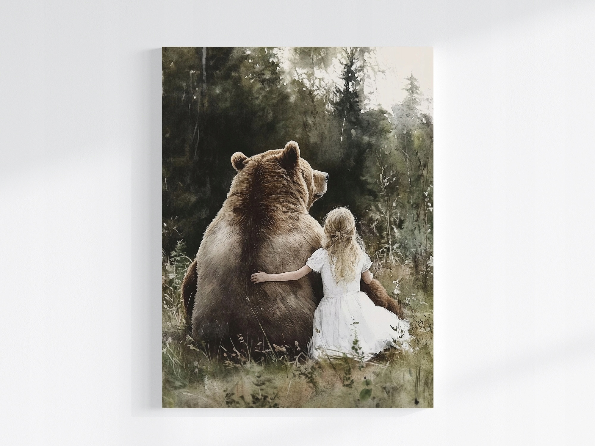 Obraz Na Plátně Canvas Dívka Medvěd Les Pohádka Přátelství 75x100