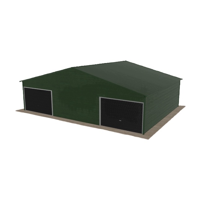 Plechová garáž 10x7.5 m dvoupolohová, dvoupolohová, zelená