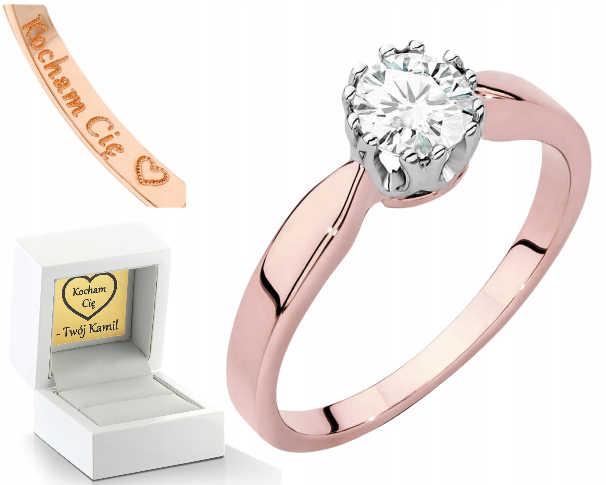 Růžové Zlato Prstýnek Diamant Lab Jako Dárek Drť 585 14K