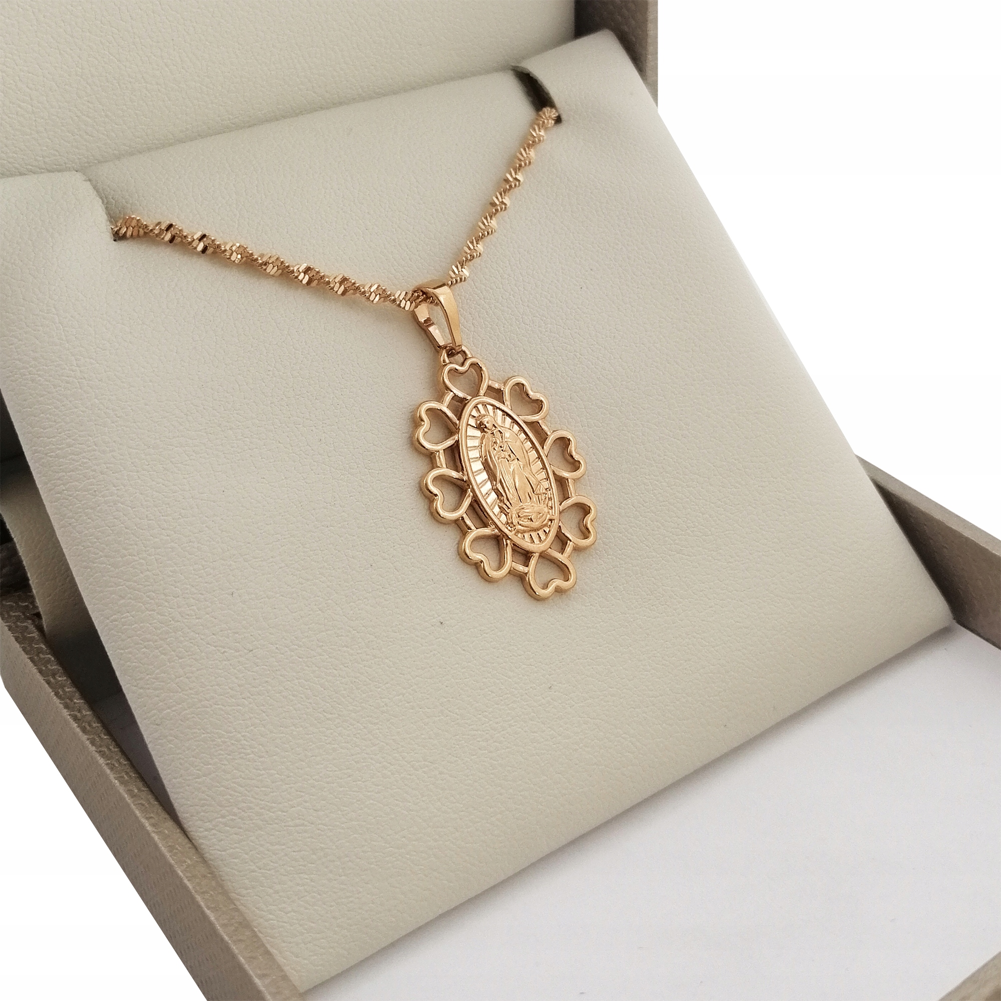 ZŁOTY ŁAŃCUSZEK SINGAPUR 60 CM + MATKA BOSKA SERCA Marka Golden Celebrity