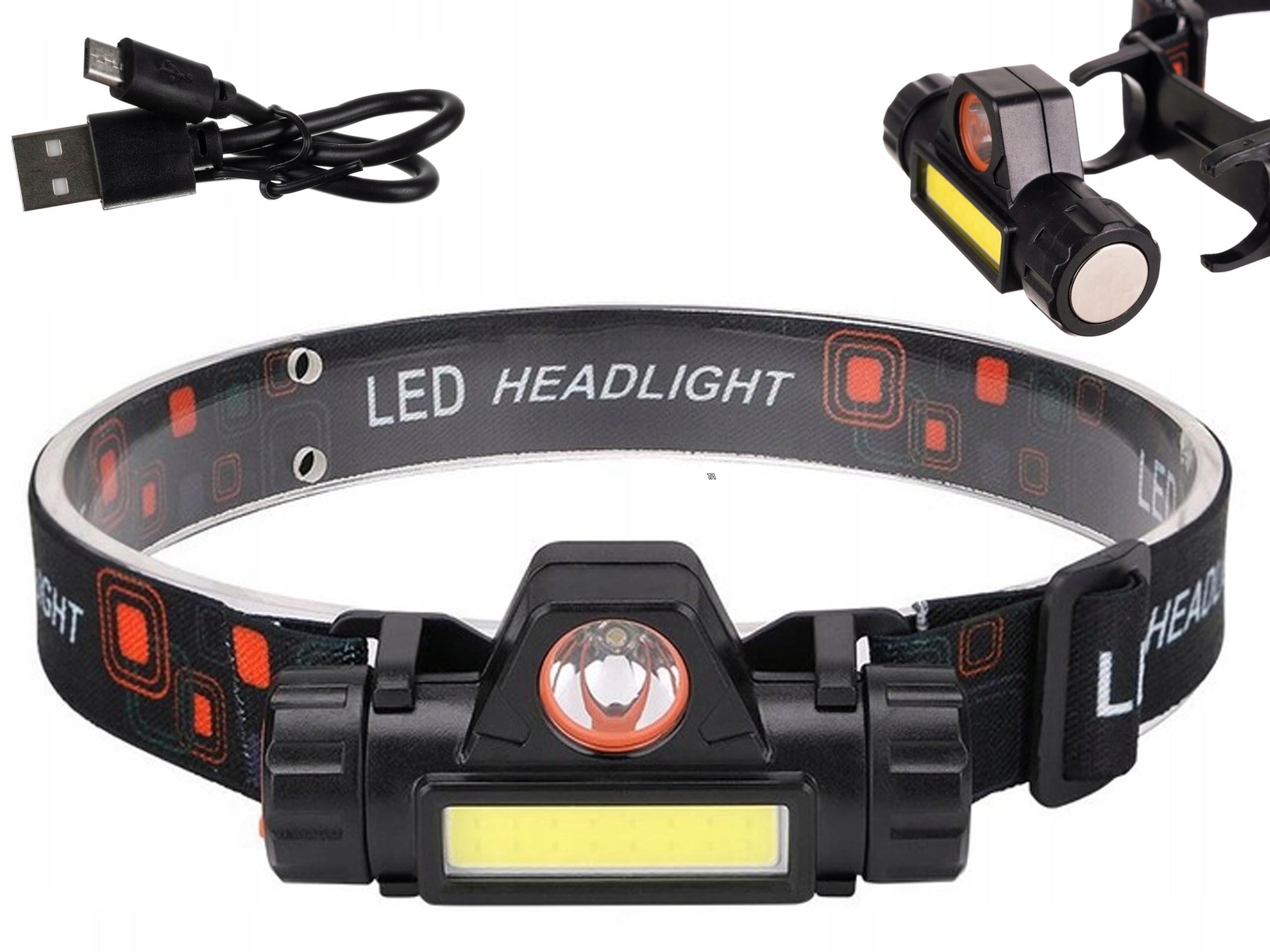 LATARKA CZOŁOWA MOCNA COB LED CZOŁÓWKA 4W1 MAGNESEM NA USB Marka Trizand