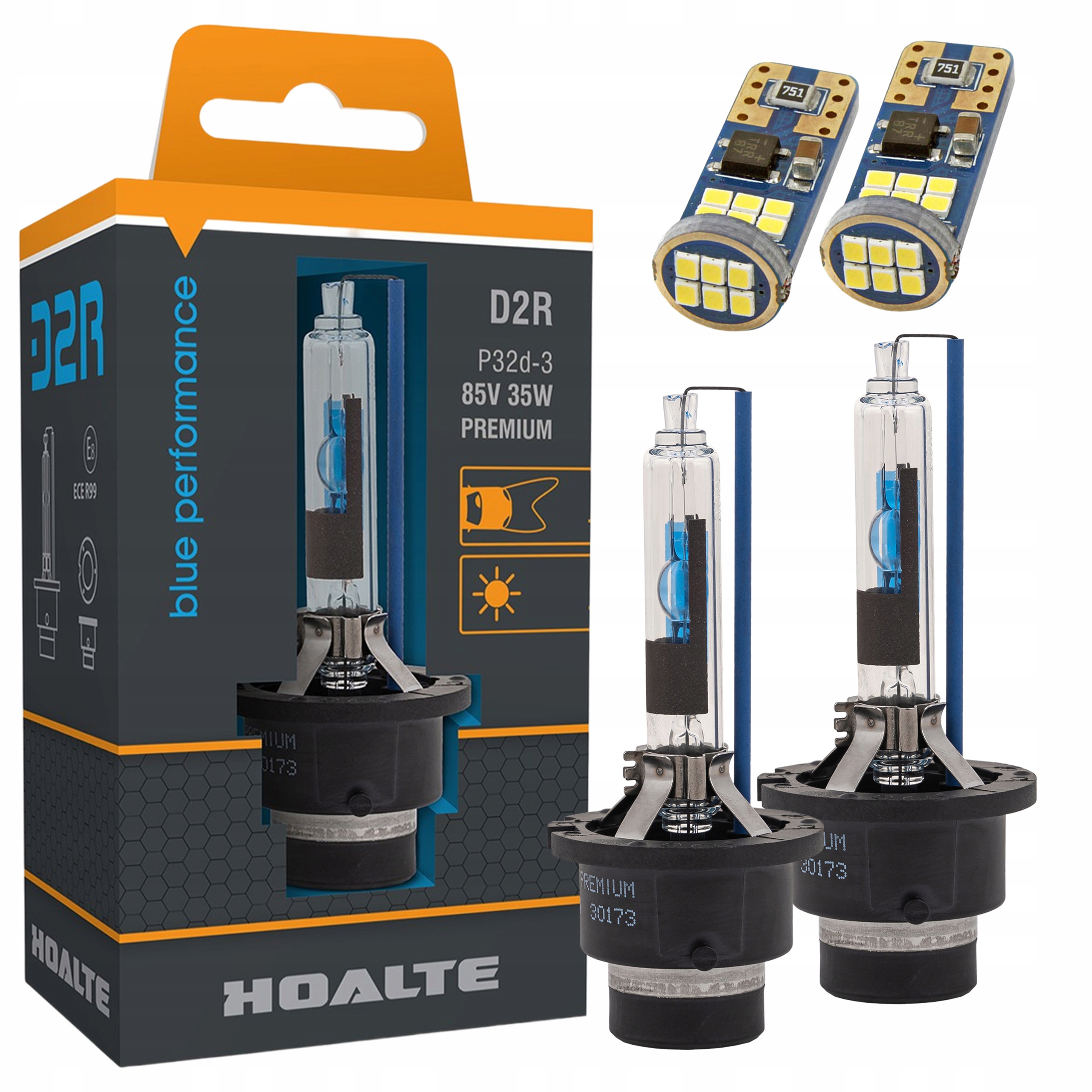 Zestaw Żarnik Ksenonowy D2R Performance 35W Żarówki W5W Led Amio 6200K