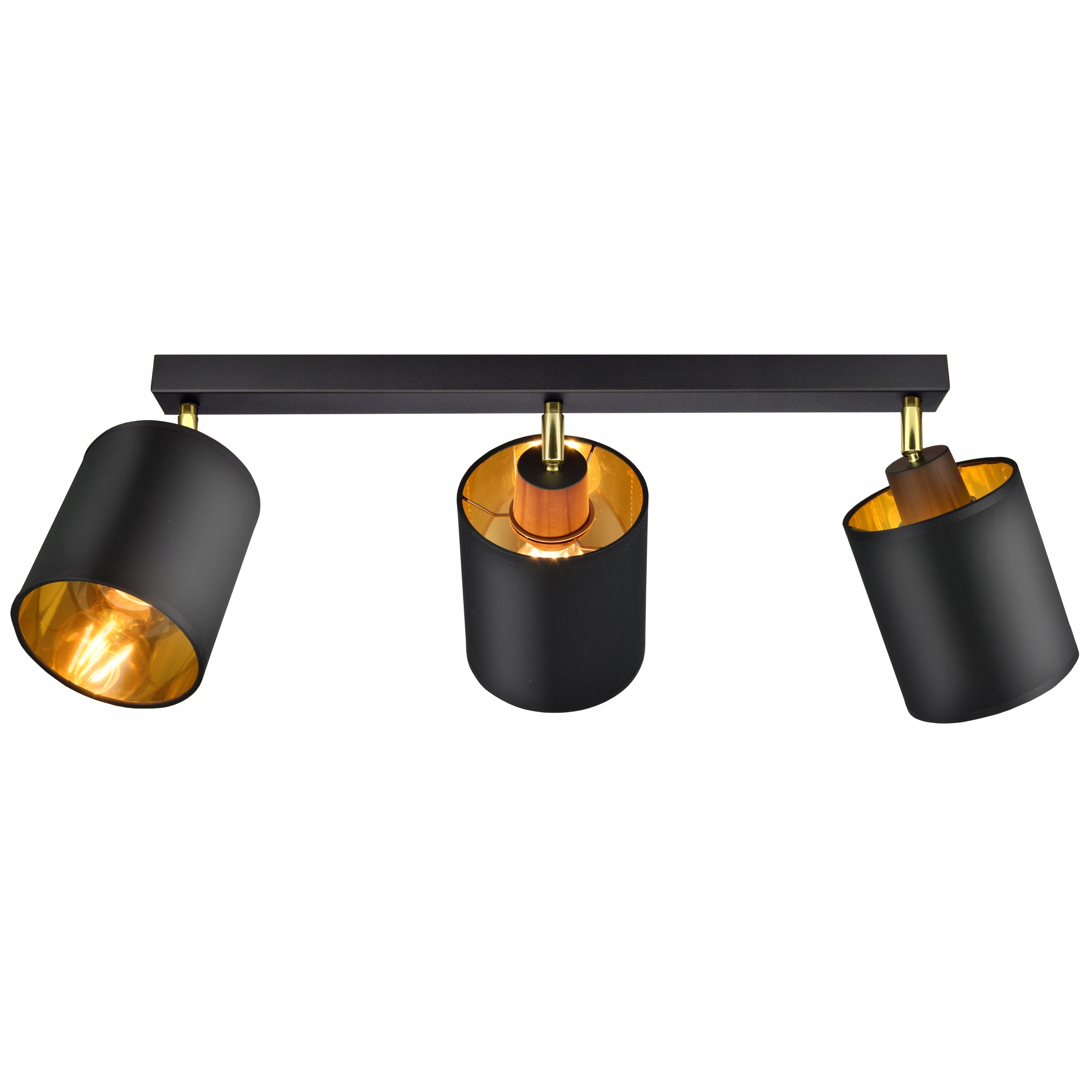 

Lampa Plafon Żyrandol Ruchome Abażury Czarny Złoty