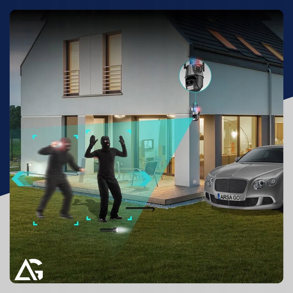 KAMERA ZEWNĘTRZNA WIFI OBROTOWA IP PODWÓJNA APLIKACJA ALARM DETEKCJA 2x4MP Informacje o bezpieczeństwie CE WEEE