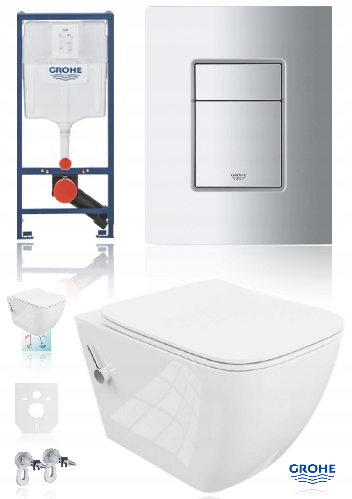Grohe stelaż pneumatyczny Wc miska wirowa funkcja bidet 2w1 przycisk Chrom