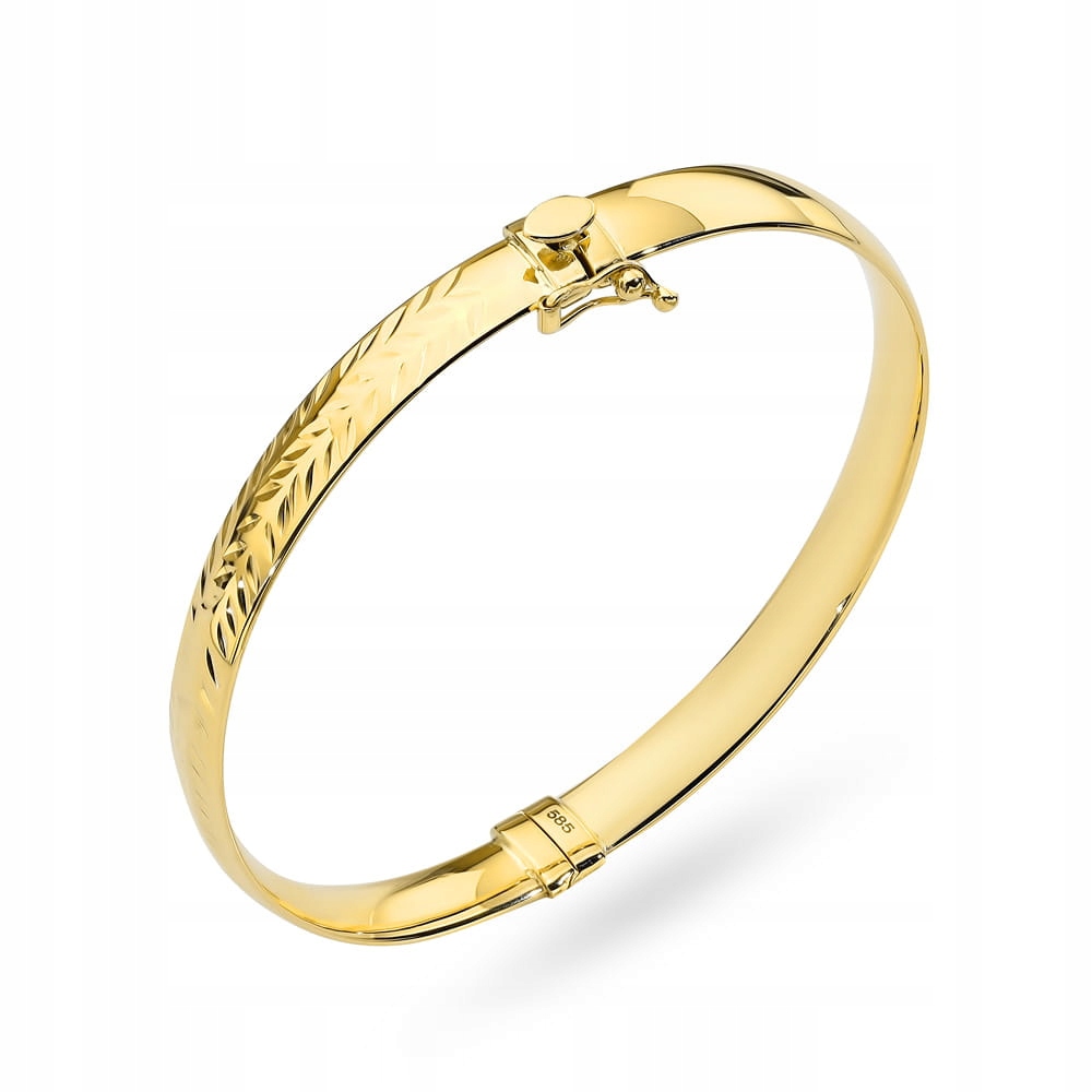Zlatý náramek 585 Široký diamantový bangla 6.5g pro ženu 18 cm