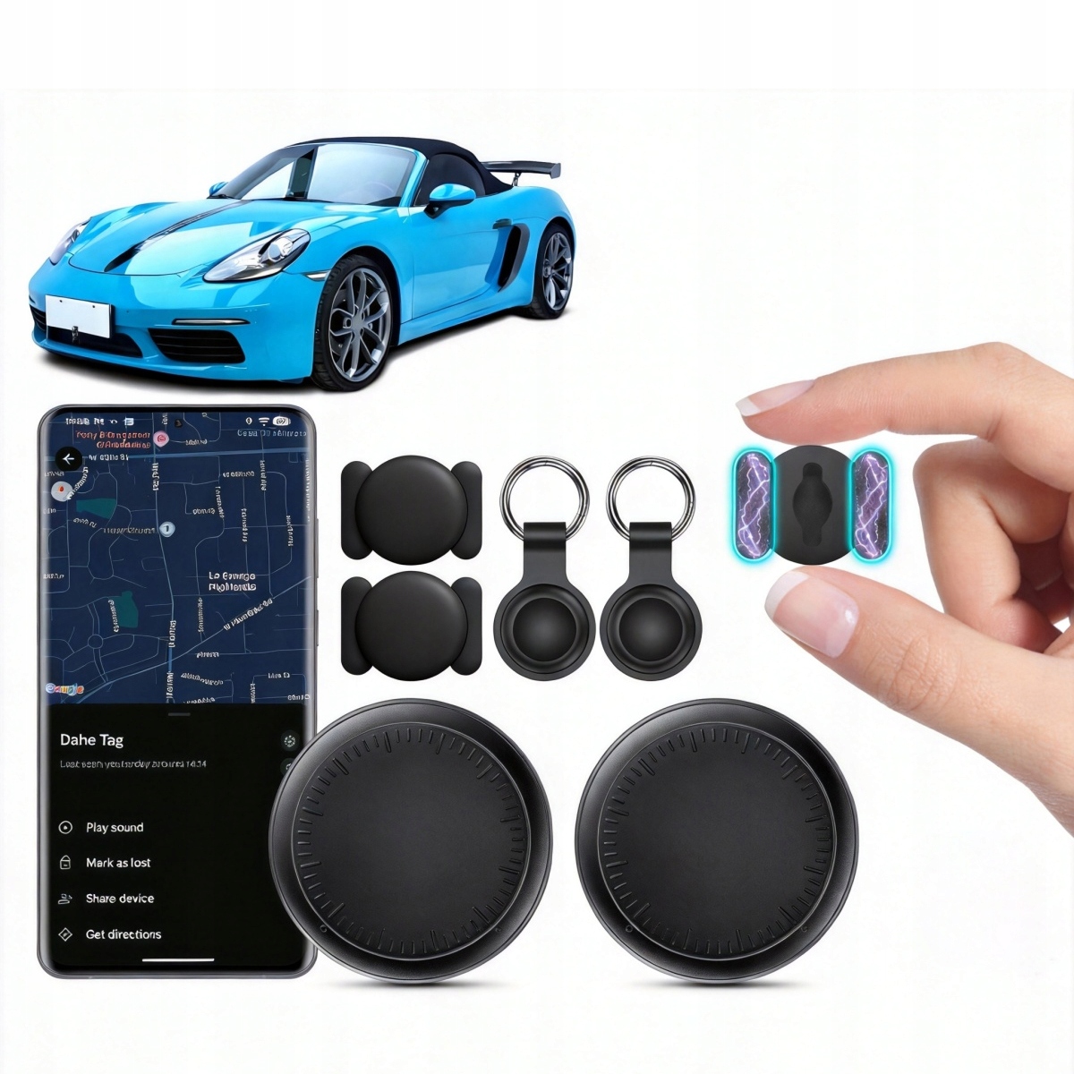 Lokalizator Gps 2x Android do samochodu plecaka kluczy bagażu dla psa
