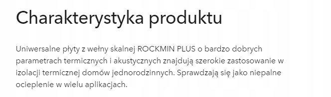 Wełna Skalna ROCKWOOL ROCKMIN PLUS 0,037 100MM Marka Rockwool