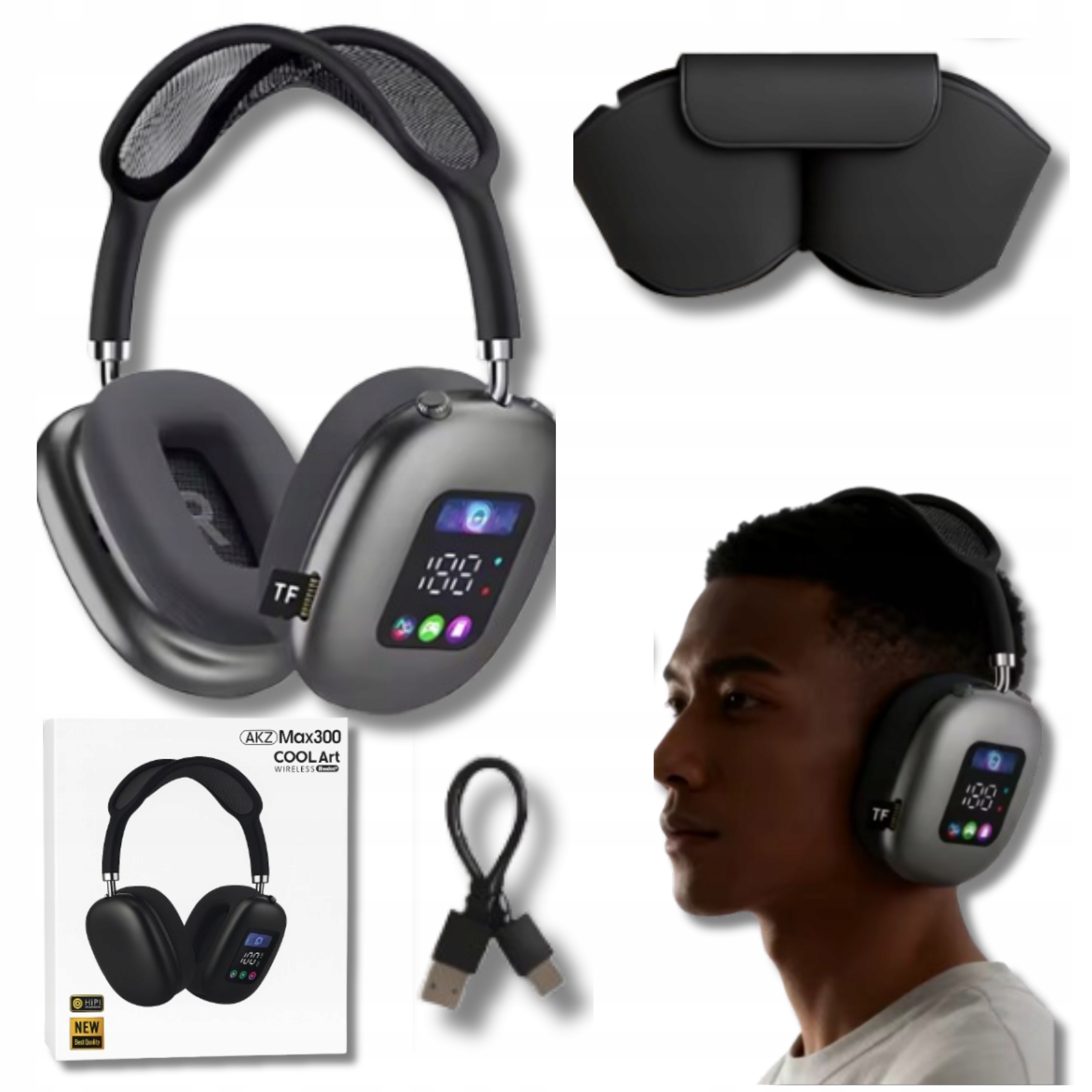 Bezdrátová sluchátka P300 Max Led displej Plus Pouzdro Bluetooth 5.4