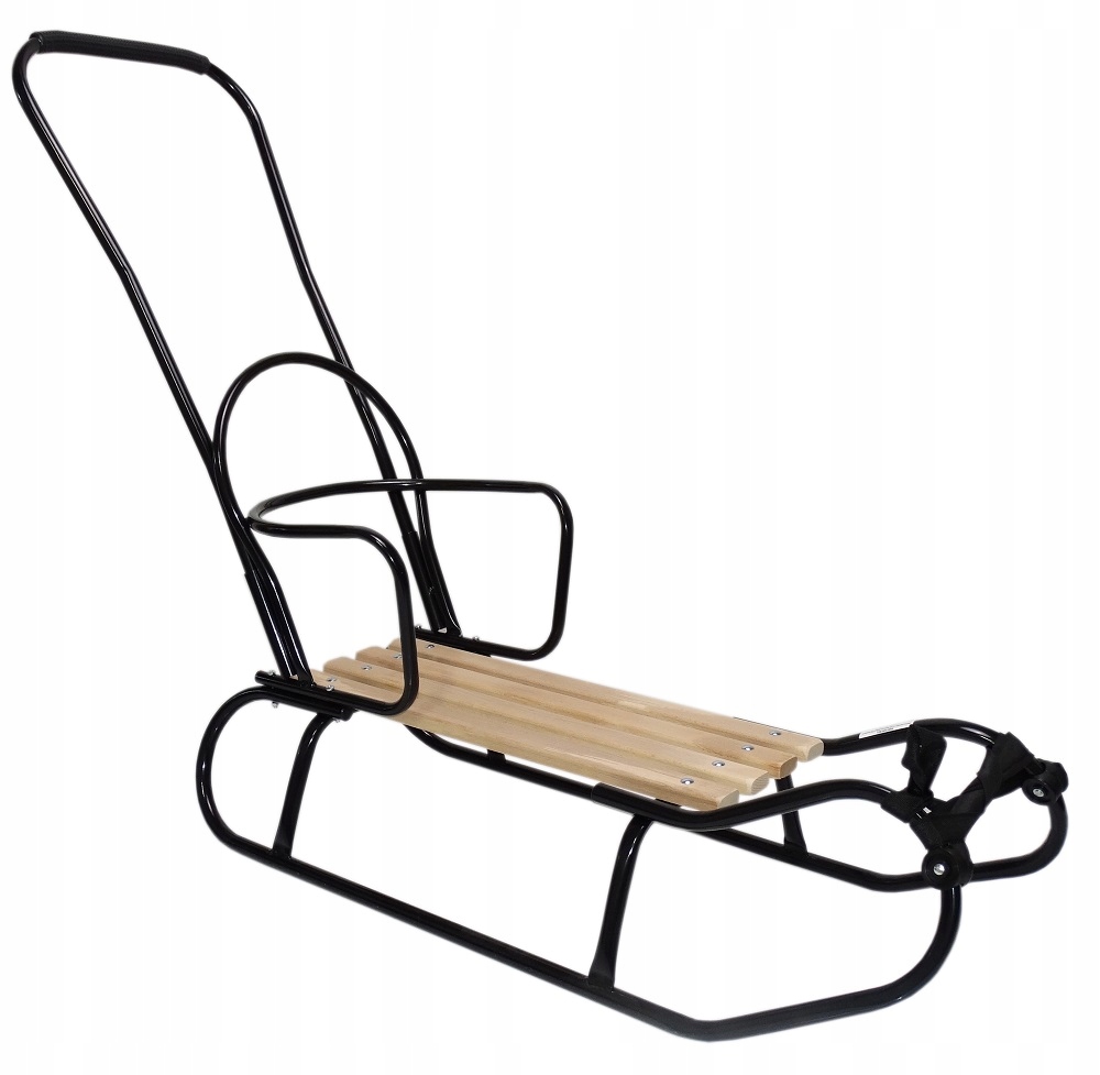 

Sanki metalowe z oparciem i pchaczem. Do 130 kg!