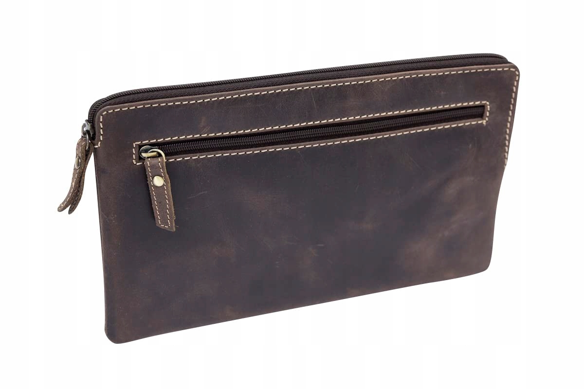 Banktasze Leas z přírodní kůže Vintage Hnědá 23 5x14 cm pro dokumenty