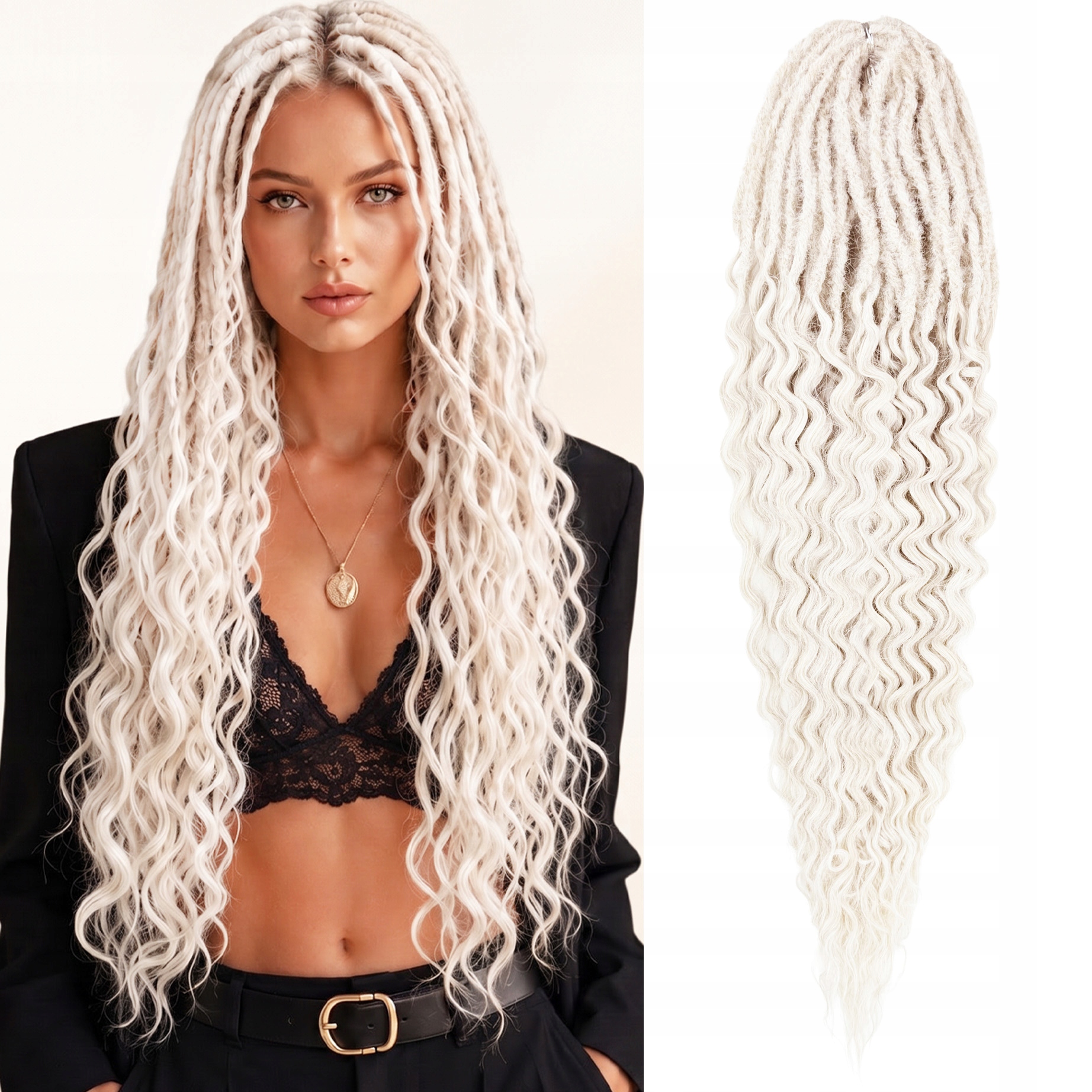 Umělé vlasy Dredy s uvolněným koncem Opakovaně Použitelné vlnka Blond 30 ks
