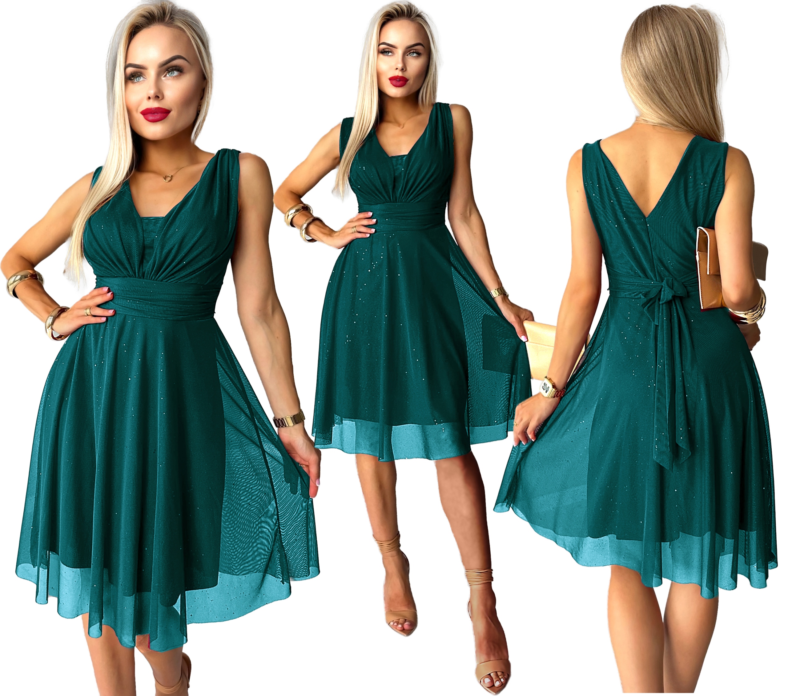 Elegantní Šaty Dámská vizitková šifonová s brokátem svatební hostina LXL Aisha