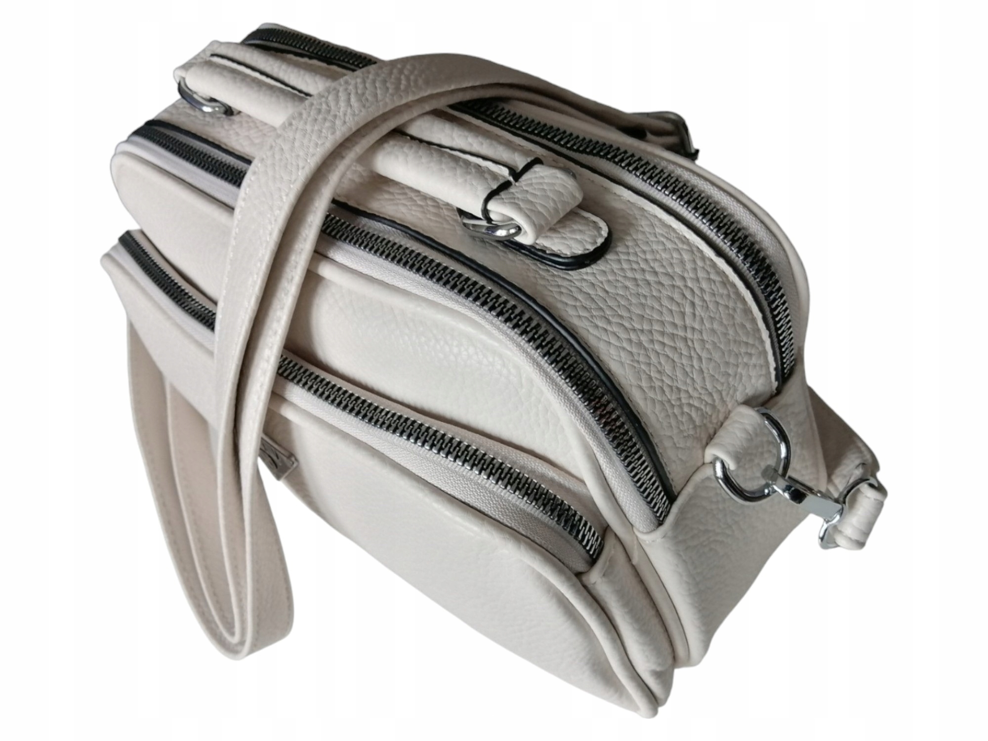 DAMSKI KUFEREK - BEŻOWA TOREBKA DAMSKA - LISTONOSZKA NA RAMIĘ Styl miejski